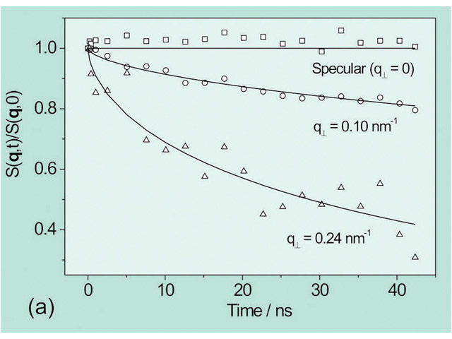 Example 2 - NSE results at the specular and at two off-specular positions.